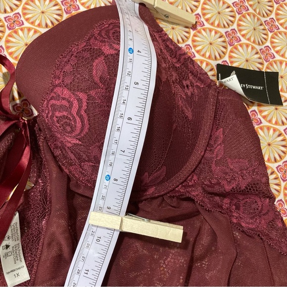 Ashley Stewart Burgundy Lace Bra Chemise - Picture 12 of 12